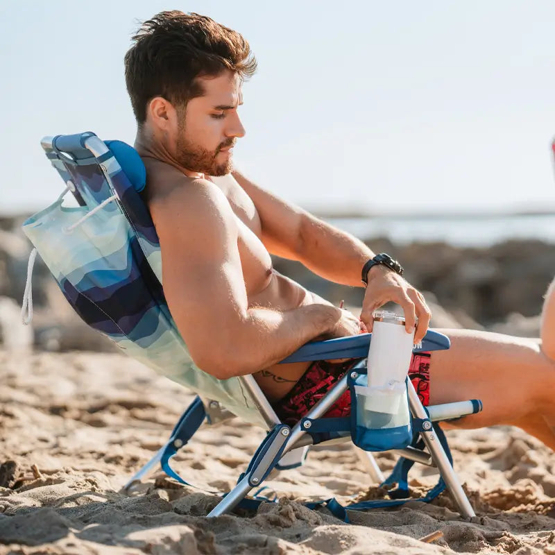 Low-Profile Backpack Beach Chair - Choice 709 - Portable Heavy-Duty Low Boy Chair for Ocean Side Detail