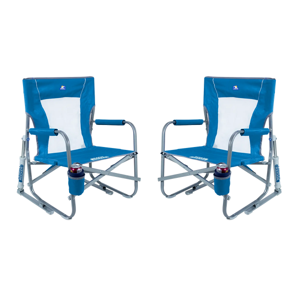 Patented Spring-Action Beach Rocker Bundle - Choice 773 - Patented Spring-Action Rocking Chair for Camping - Saybrook Blue