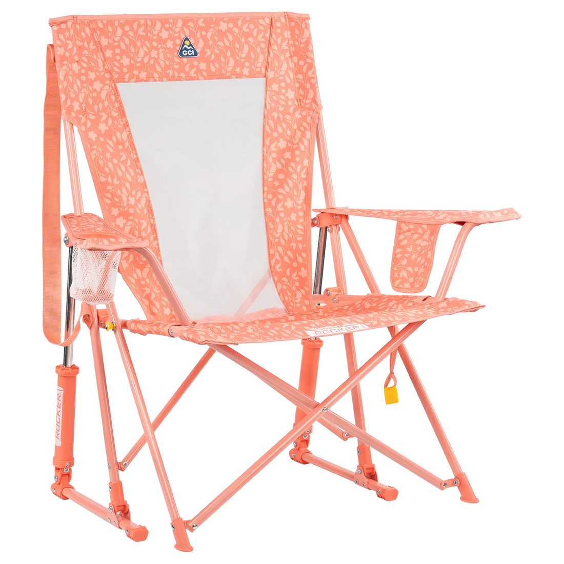 Smooth Motion Comfort Pro Rocker - Choice 375 - Freestyle Rocker Portable Outdoor Folding Chair - Coral Garden