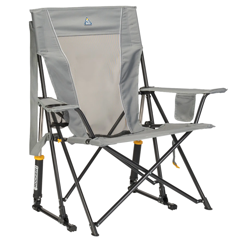 Smooth Motion Comfort Pro Rocker - Choice 375 - Freestyle Rocker Portable Outdoor Folding Chair - Mercury Gray