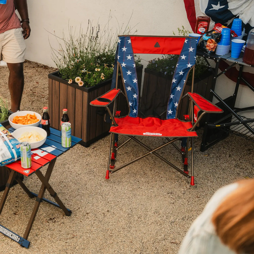 Premium All-Weather Comfort Pro Rocker - USA Anniversary Deluxe - Choice 424 - Patented Spring-Action Rocking Chair for Camping Detail