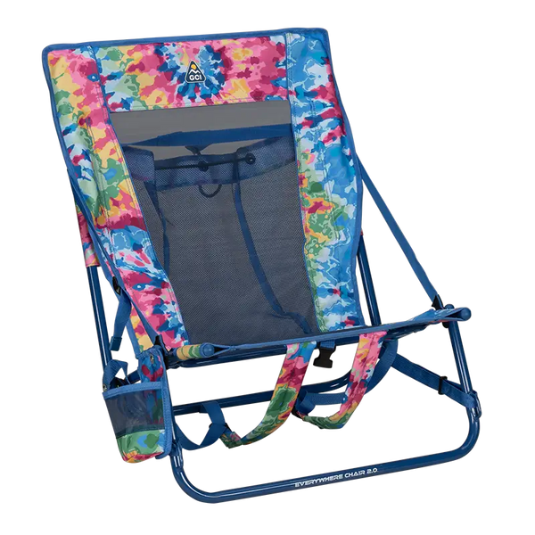 Backpack Travel Everywhere Chair 2 - Choice 656 - Portable Heavy-Duty Low Boy Chair for Ocean Side - Tie Dye