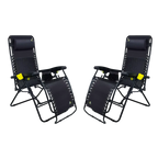 Backpack Travel Freeform Zero Gravity Lounger Bundle - Choice 507 - Multi-Position Outdoor Beach Chair with Pillow - Black