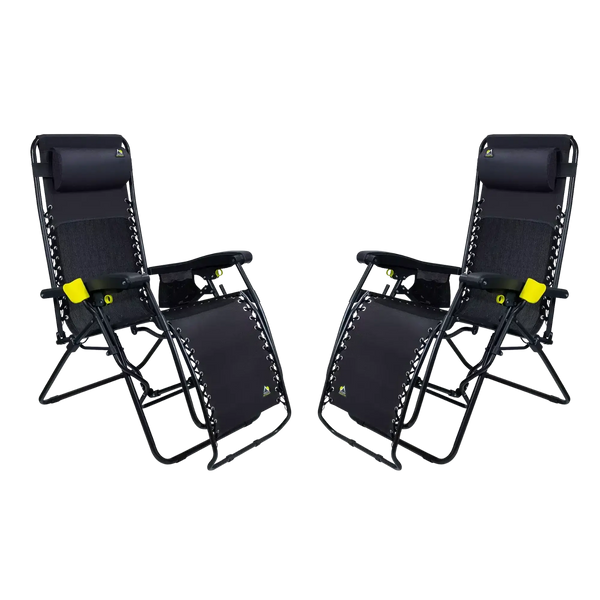 Backpack Travel Freeform Zero Gravity Lounger Bundle - Choice 507 - Multi-Position Outdoor Beach Chair with Pillow - Black