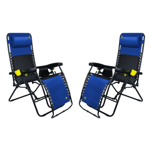 Backpack Travel Freeform Zero Gravity Lounger Bundle - Choice 507 - Multi-Position Outdoor Beach Chair with Pillow - Royal Blue