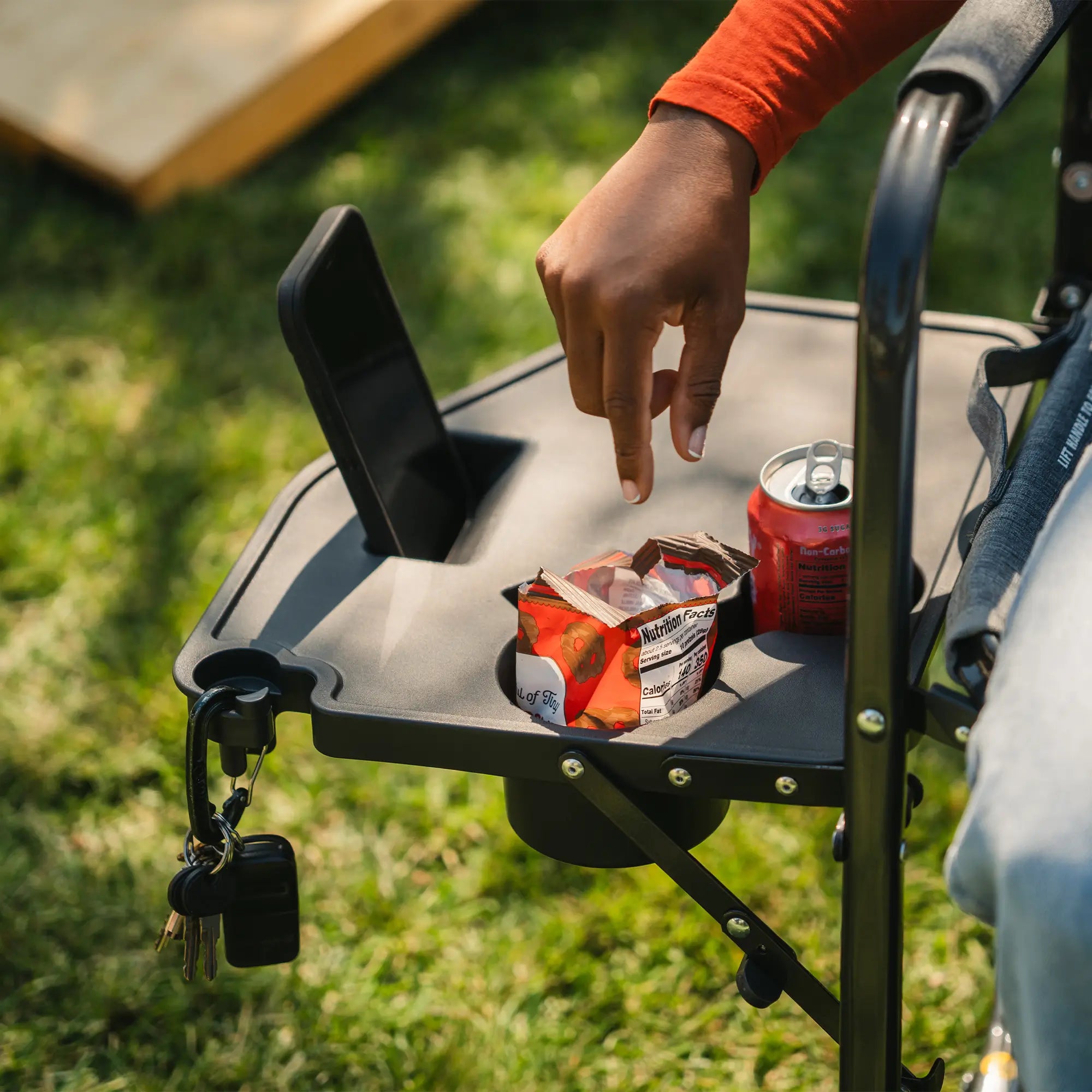 Premium All-Weather Freestyle Rocker with Side Table - Choice 853 - Freestyle Rocker Portable Outdoor Folding Chair Detail