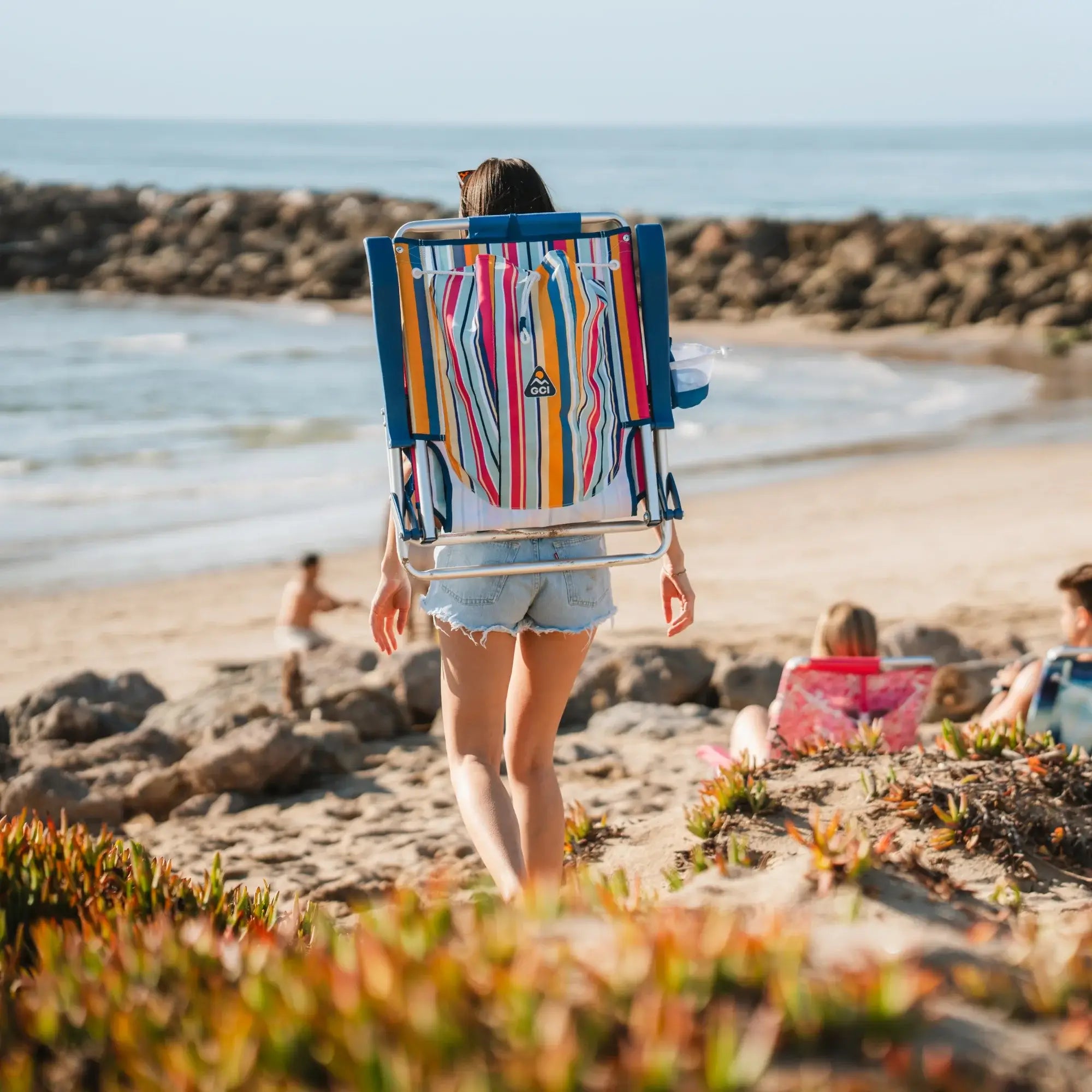 Low-Profile Backpack Beach Chair - Choice 709 - Portable Heavy-Duty Low Boy Chair for Ocean Side Detail