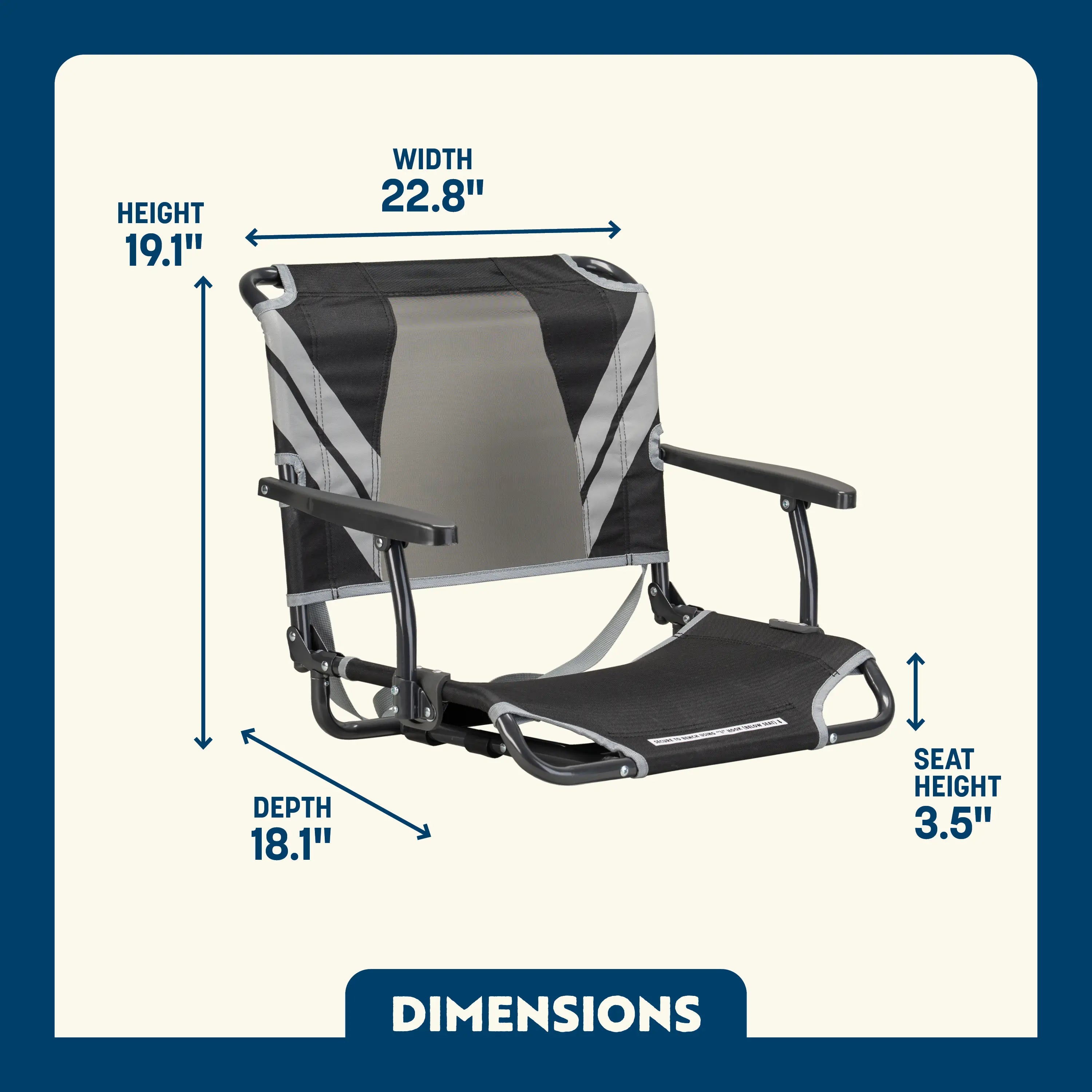 Ultra-Lightweight Big Comfort Stadium Chair with Armrests - Choice 465 - Lightweight Folding Bleacher Chair with Cushioning Detail