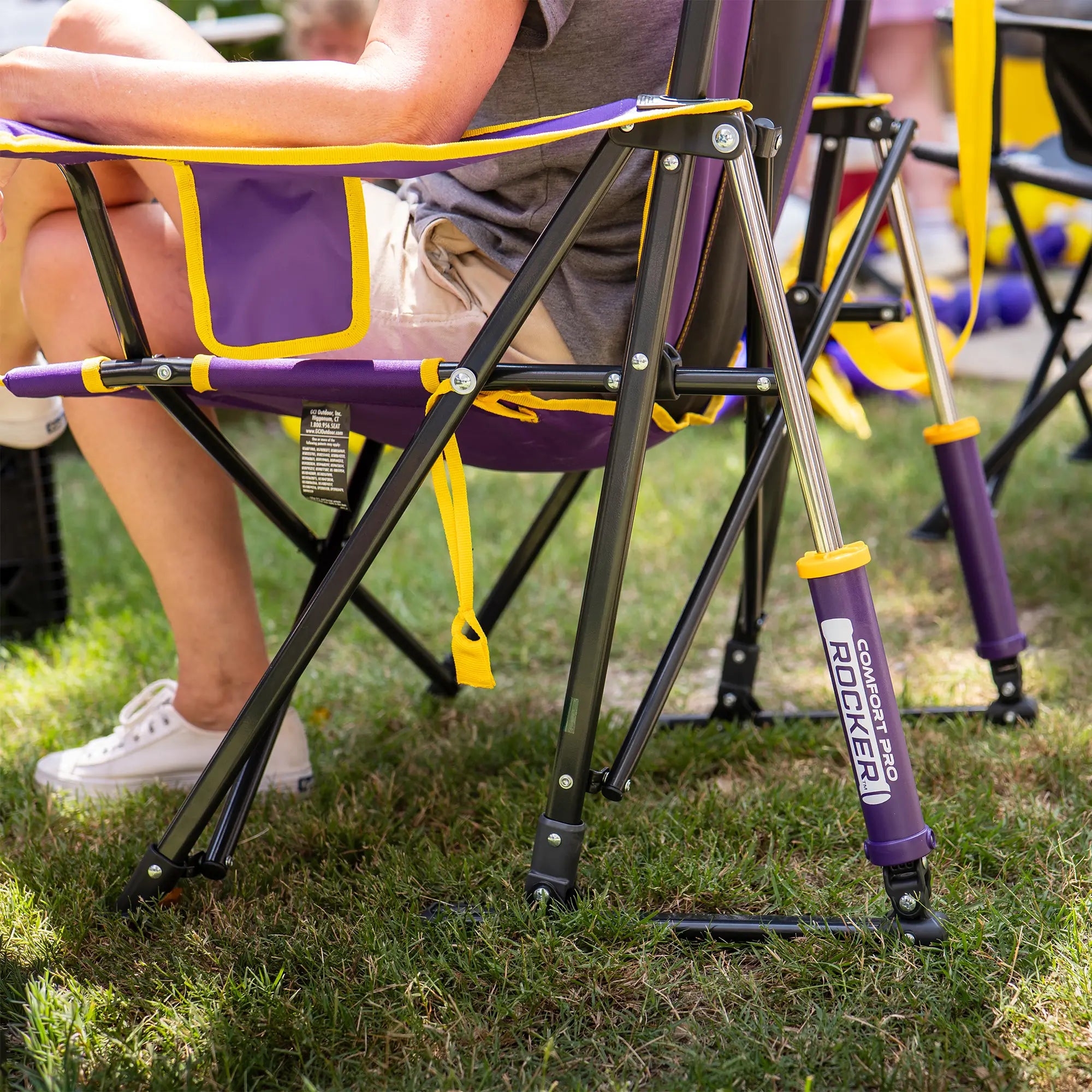 Patented Spring-Action College Comfort Pro Rocker - LSU Tigers - Choice 880 - Patented Spring-Action Rocking Chair for Camping Detail
