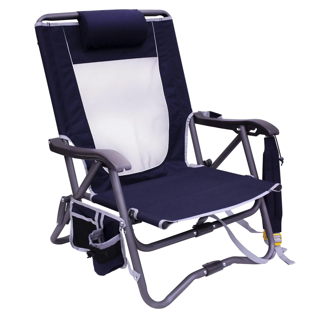 Ultra-Compact Bi-Fold Slim Event Chair - Choice 334 - Pico Compact Folding Camp Chair with Carry Bag - Indigo