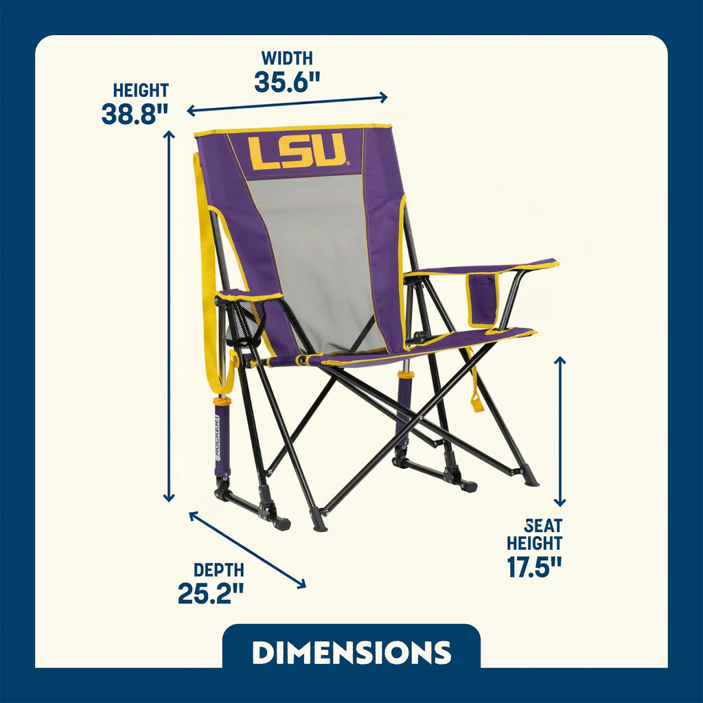 Patented Spring-Action College Comfort Pro Rocker - LSU Tigers - Choice 880 - Patented Spring-Action Rocking Chair for Camping Detail