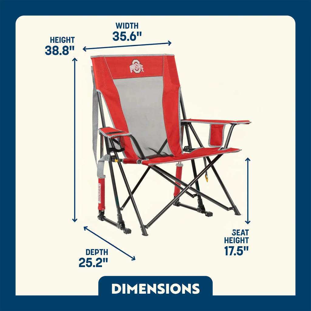 Heavy-Duty Freestyle College Comfort Pro Rocker - Ohio State Buckeyes - Choice 676 - Freestyle Rocker Portable Outdoor Folding Chair Detail