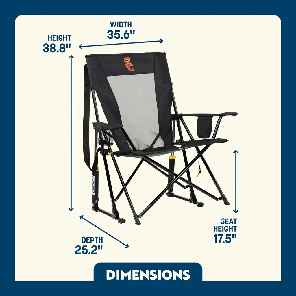 Luxury Camp College Comfort Pro Rocker - USC Trojans - Choice 856 - RoadTrip Rocker Smooth Motion Camp Chair Detail