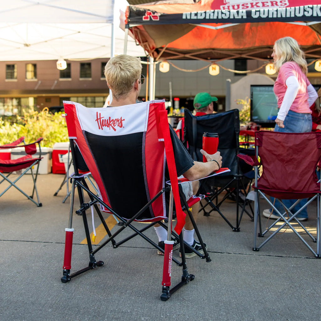 Heavy-Duty Freestyle College Comfort Pro Rocker - Nebraska Cornhuskers - Choice 161 - Heavy-Duty Kickback Rocker with Beverage Holder Detail