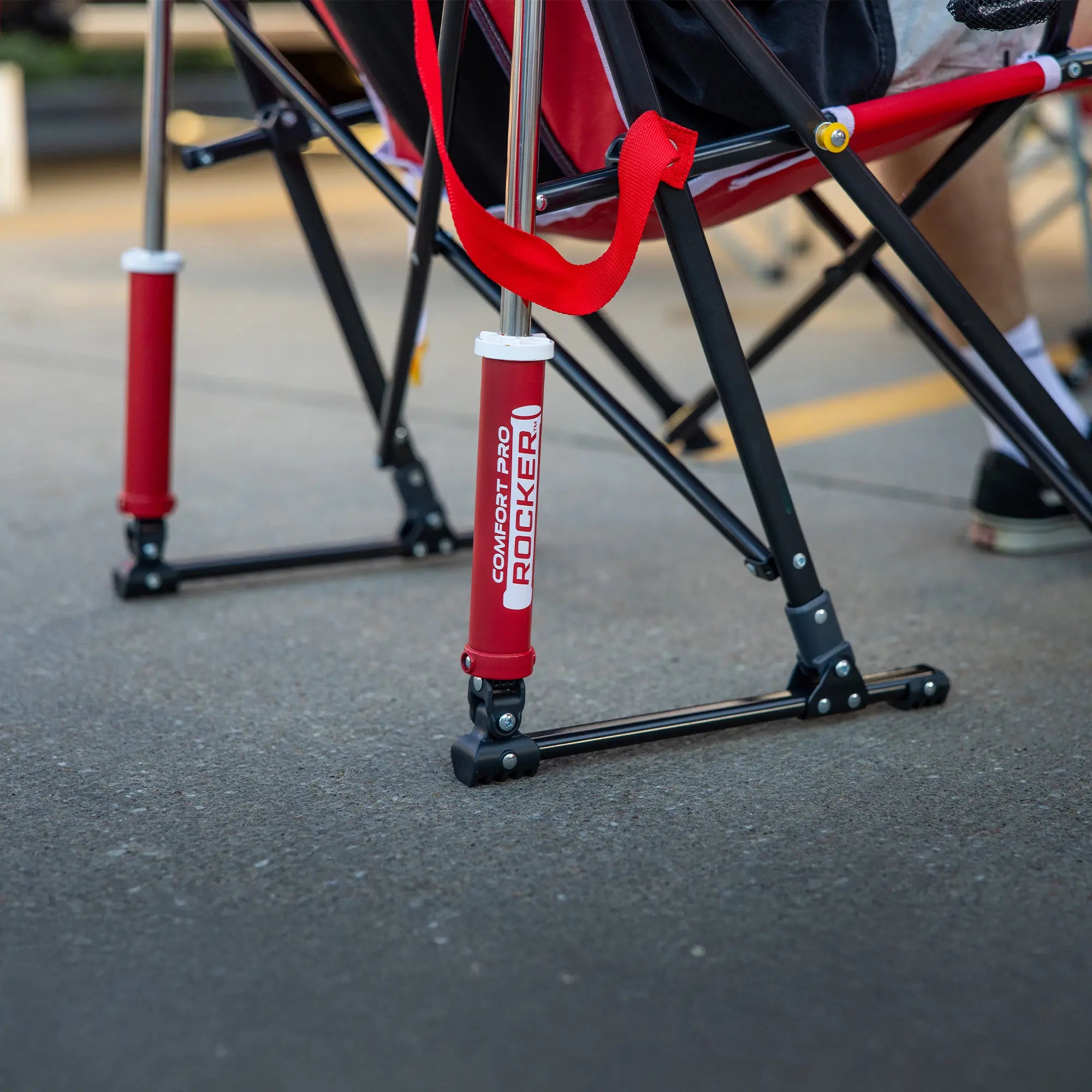 Heavy-Duty Freestyle College Comfort Pro Rocker - Nebraska Cornhuskers - Choice 161 - Heavy-Duty Kickback Rocker with Beverage Holder Detail