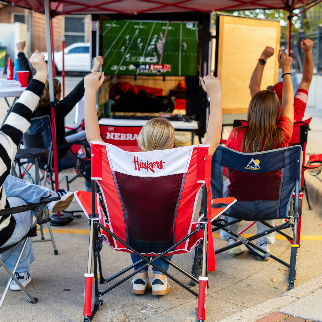 Heavy-Duty Freestyle College Comfort Pro Rocker - Nebraska Cornhuskers - Choice 161 - Heavy-Duty Kickback Rocker with Beverage Holder Detail
