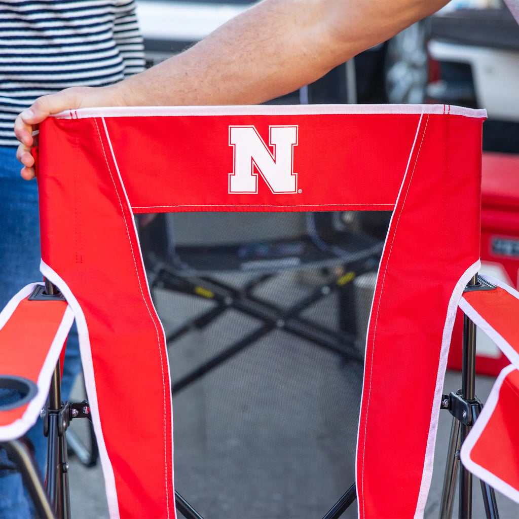 Heavy-Duty Freestyle College Comfort Pro Rocker - Nebraska Cornhuskers - Choice 161 - Heavy-Duty Kickback Rocker with Beverage Holder Detail