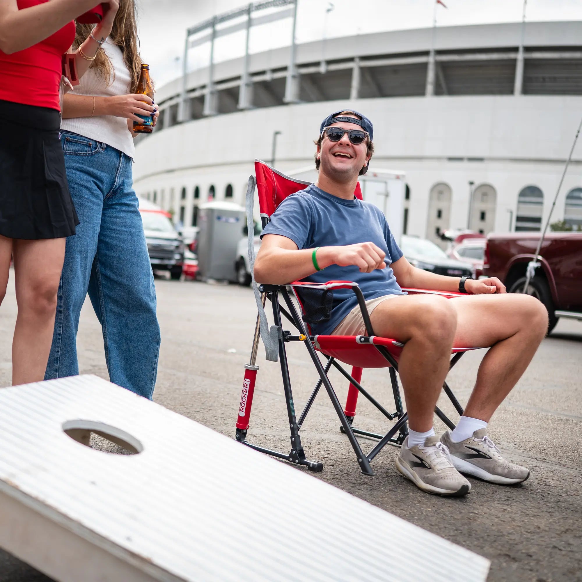 Heavy-Duty Freestyle College Comfort Pro Rocker - Ohio State Buckeyes - Choice 676 - Freestyle Rocker Portable Outdoor Folding Chair Detail