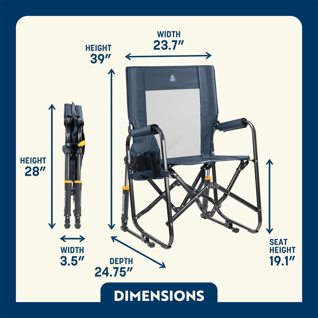 Heavy-Duty Freestyle Stowaway Rocker with Storage Pouch - Choice 573 - RoadTrip Rocker Smooth Motion Camp Chair Detail