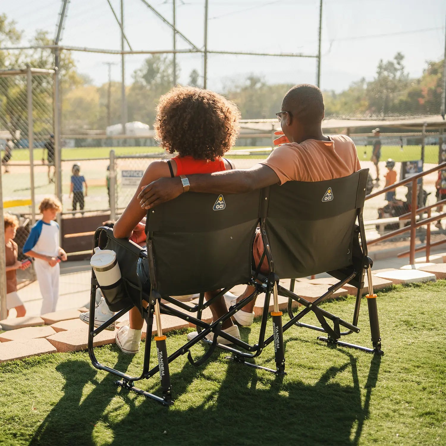 Patented Spring-Action Tandem Rocker - Choice 227 - Heavy-Duty Kickback Rocker with Beverage Holder Detail