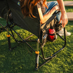 Patented Spring-Action Tandem Rocker - Choice 227 - Heavy-Duty Kickback Rocker with Beverage Holder Detail