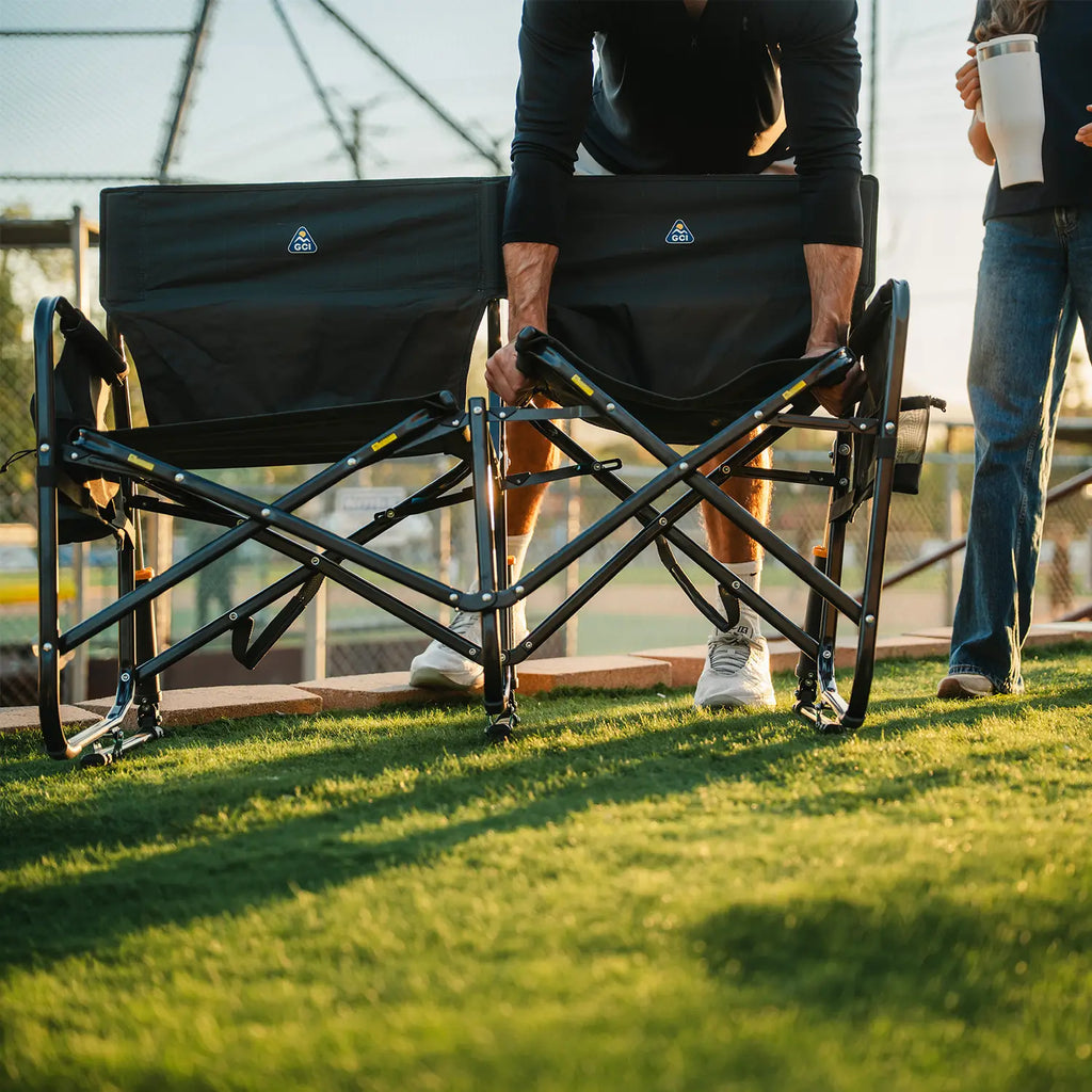 Patented Spring-Action Tandem Rocker - Choice 227 - Heavy-Duty Kickback Rocker with Beverage Holder Detail