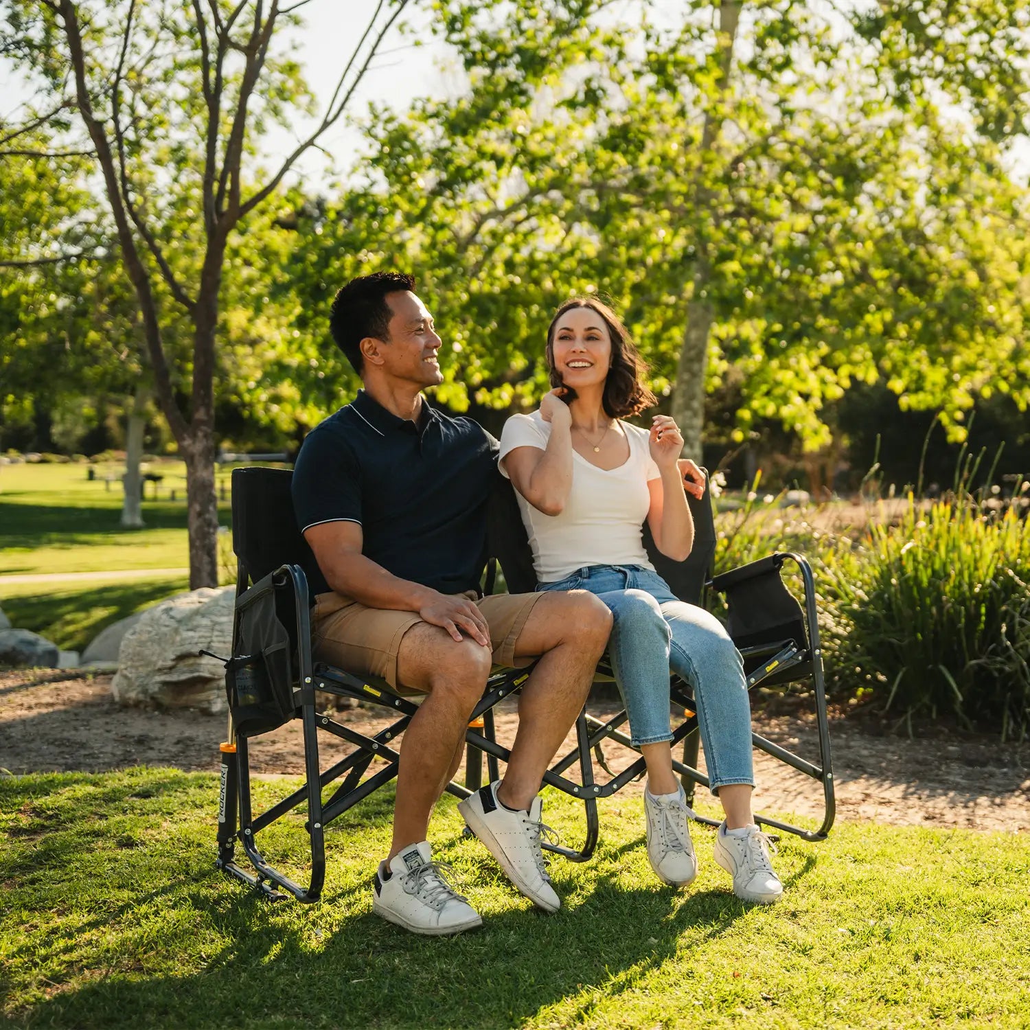 Patented Spring-Action Tandem Rocker - Choice 227 - Heavy-Duty Kickback Rocker with Beverage Holder Detail