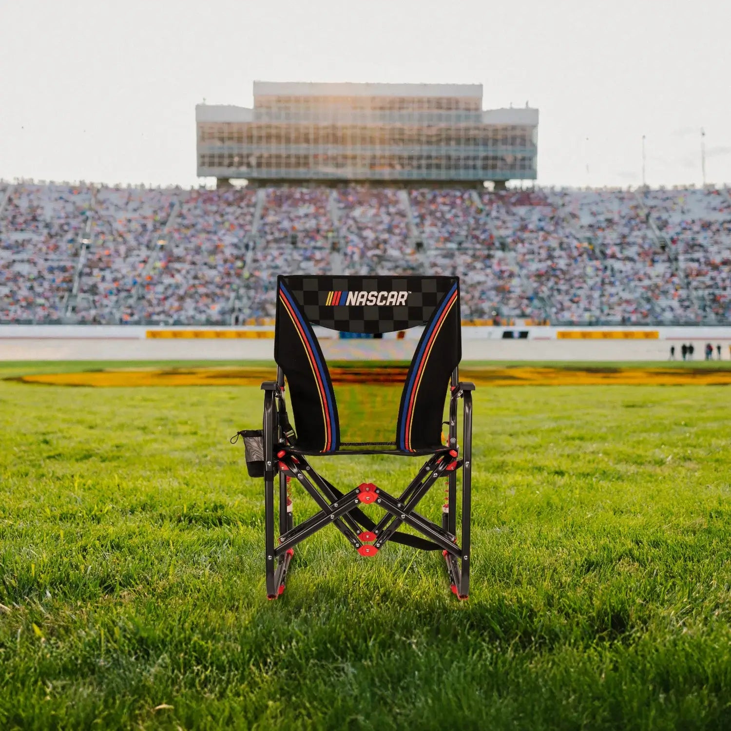 Smooth Motion Adjustable Rocker - NASCAR - Choice 899 - Heavy-Duty Kickback Rocker with Beverage Holder Detail