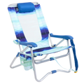 Reclining Beach Bi-Fold Beach Chair - Choice 601 - Low-Profile Reclining Beach Chair with Backpack Straps - Wave