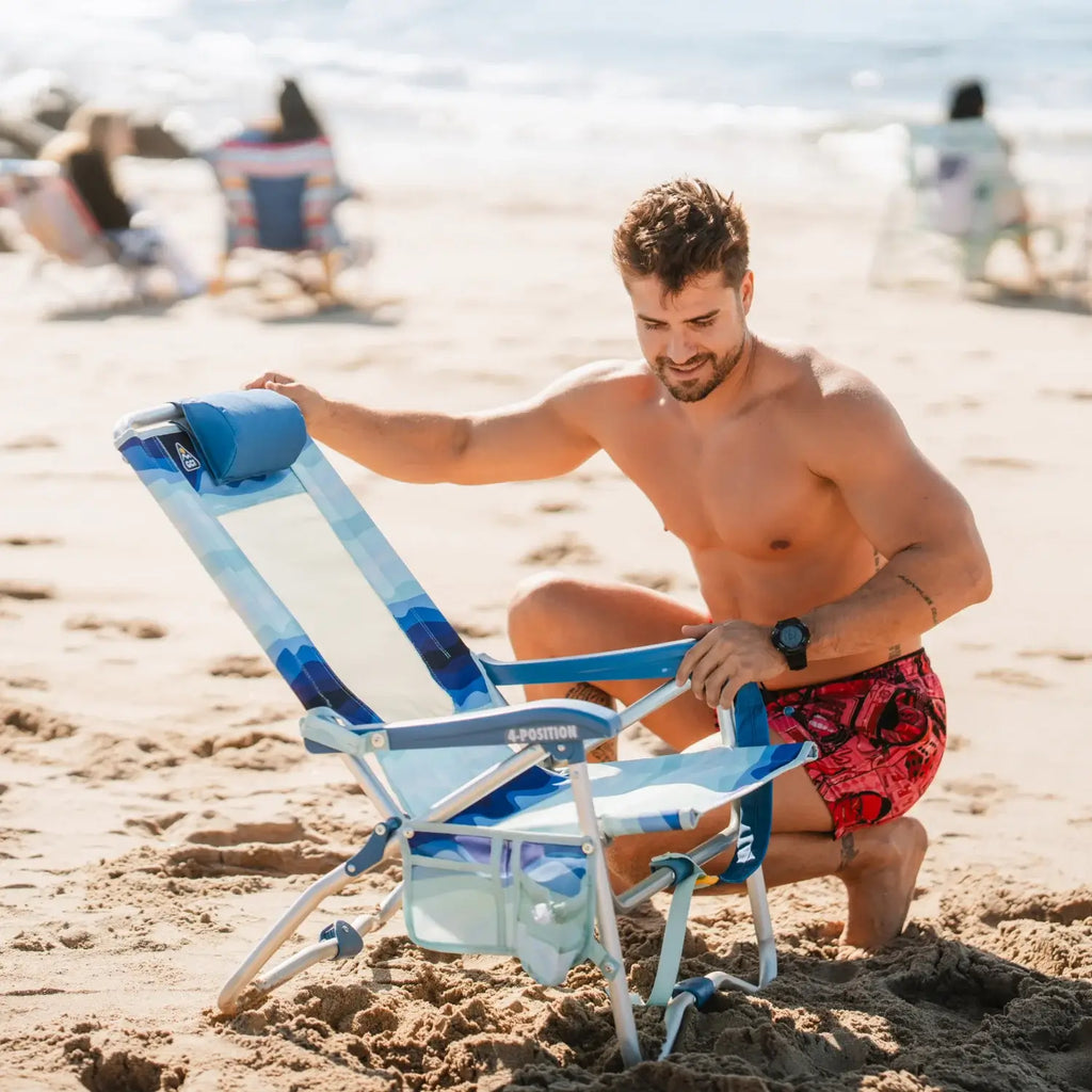 Reclining Beach Bi-Fold Beach Chair - Choice 601 - Low-Profile Reclining Beach Chair with Backpack Straps Detail