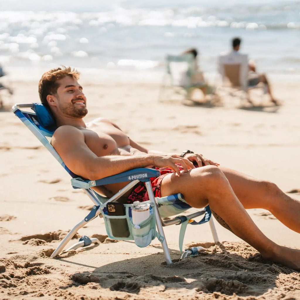 Reclining Beach Bi-Fold Beach Chair - Choice 601 - Low-Profile Reclining Beach Chair with Backpack Straps Detail