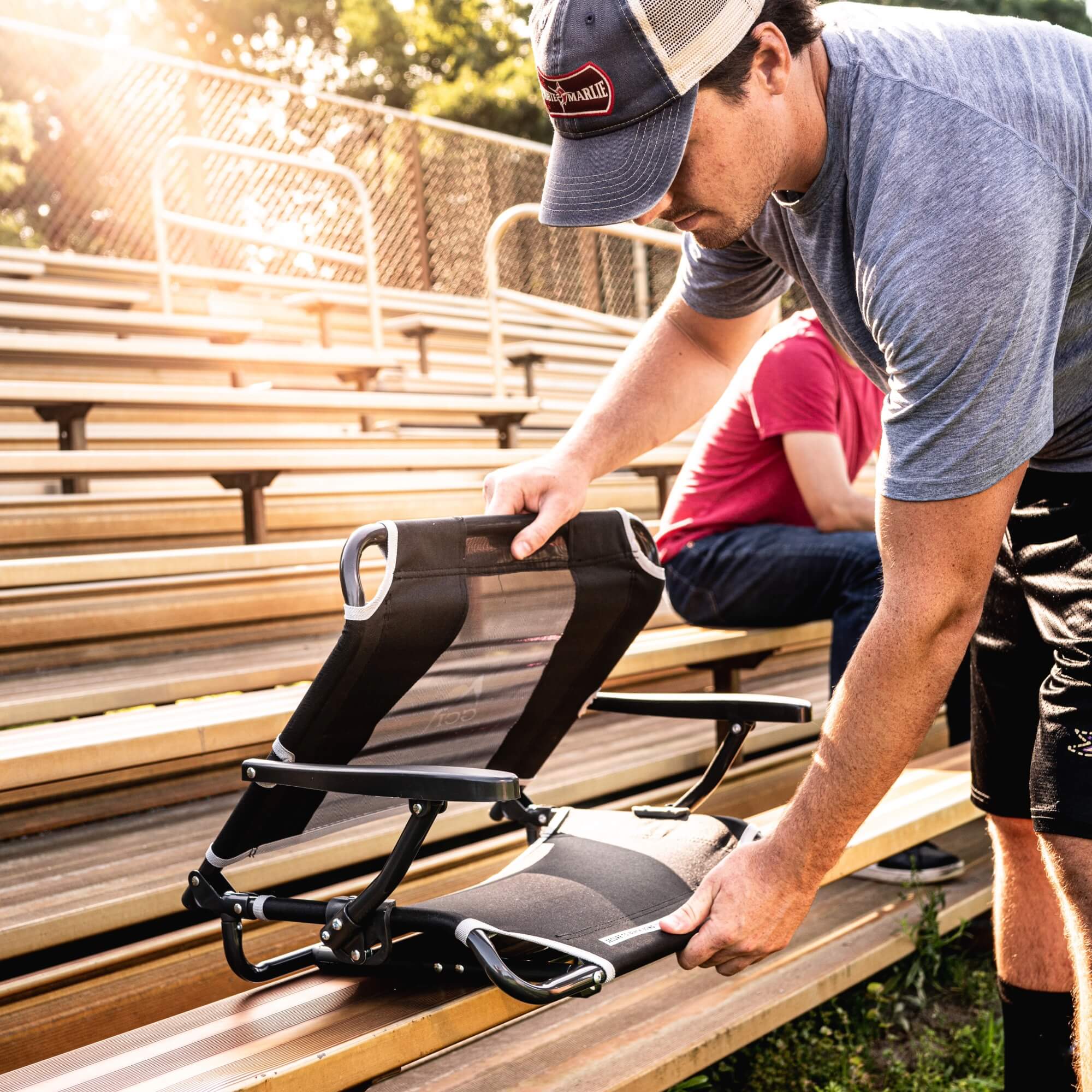 Ultra-Lightweight Big Comfort Stadium Chair with Armrests - Choice 465 - Lightweight Folding Bleacher Chair with Cushioning Detail