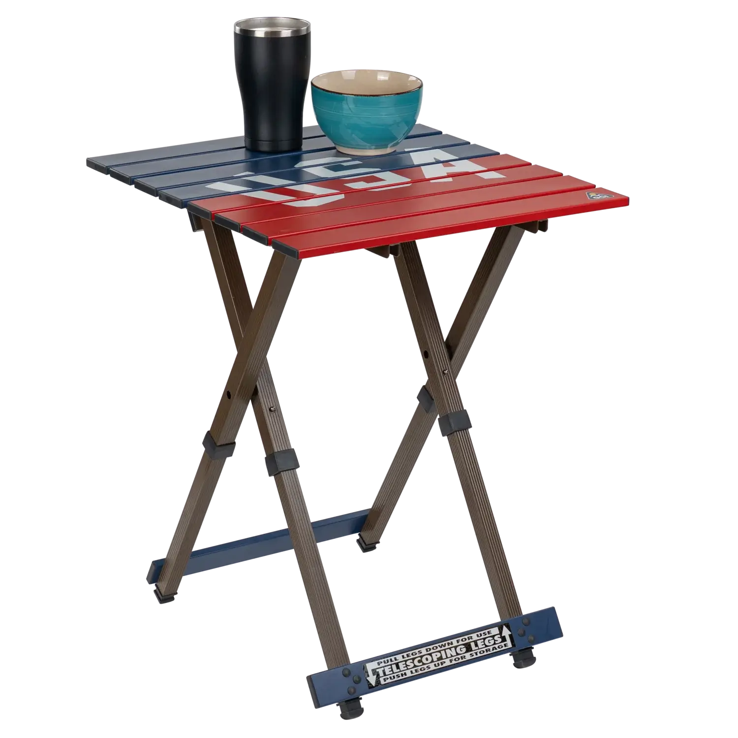 Portable Staging Compact Camp Table 20 - USA Anniversary Deluxe - Choice 757 - Master Outdoor Kitchen Station for Tailgating & BBQ Detail