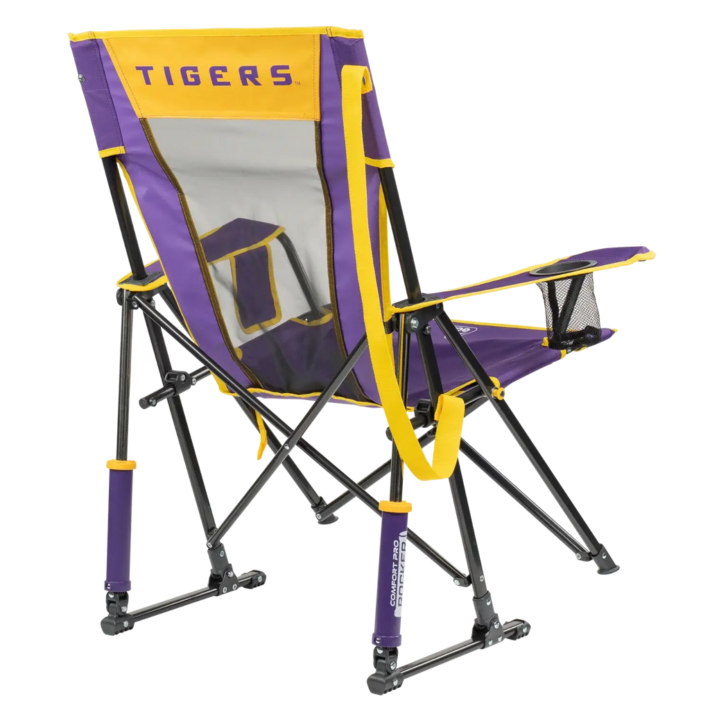 Patented Spring-Action College Comfort Pro Rocker - LSU Tigers - Choice 880 - Patented Spring-Action Rocking Chair for Camping Detail
