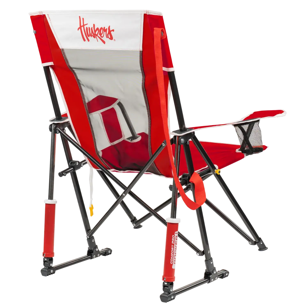 Heavy-Duty Freestyle College Comfort Pro Rocker - Nebraska Cornhuskers - Choice 161 - Heavy-Duty Kickback Rocker with Beverage Holder Detail