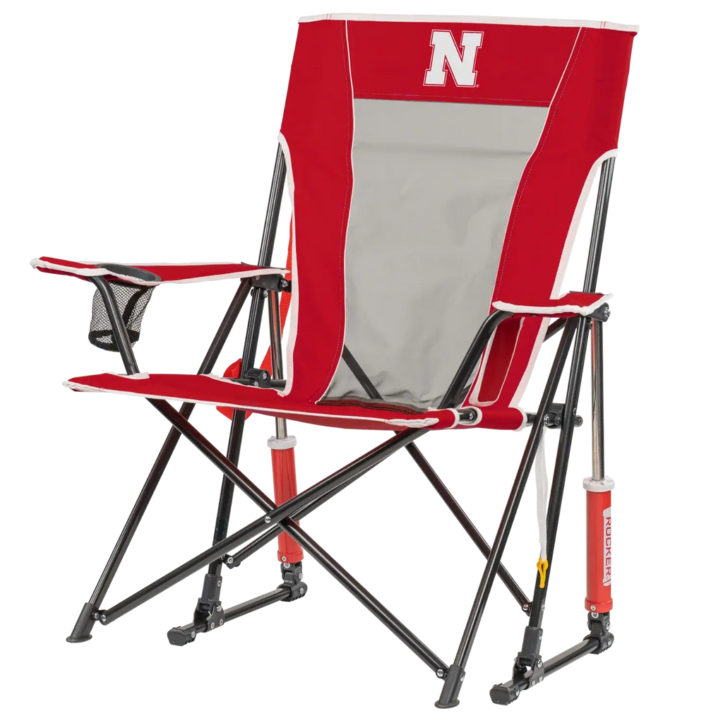 Heavy-Duty Freestyle College Comfort Pro Rocker - Nebraska Cornhuskers - Choice 161 - Heavy-Duty Kickback Rocker with Beverage Holder Detail