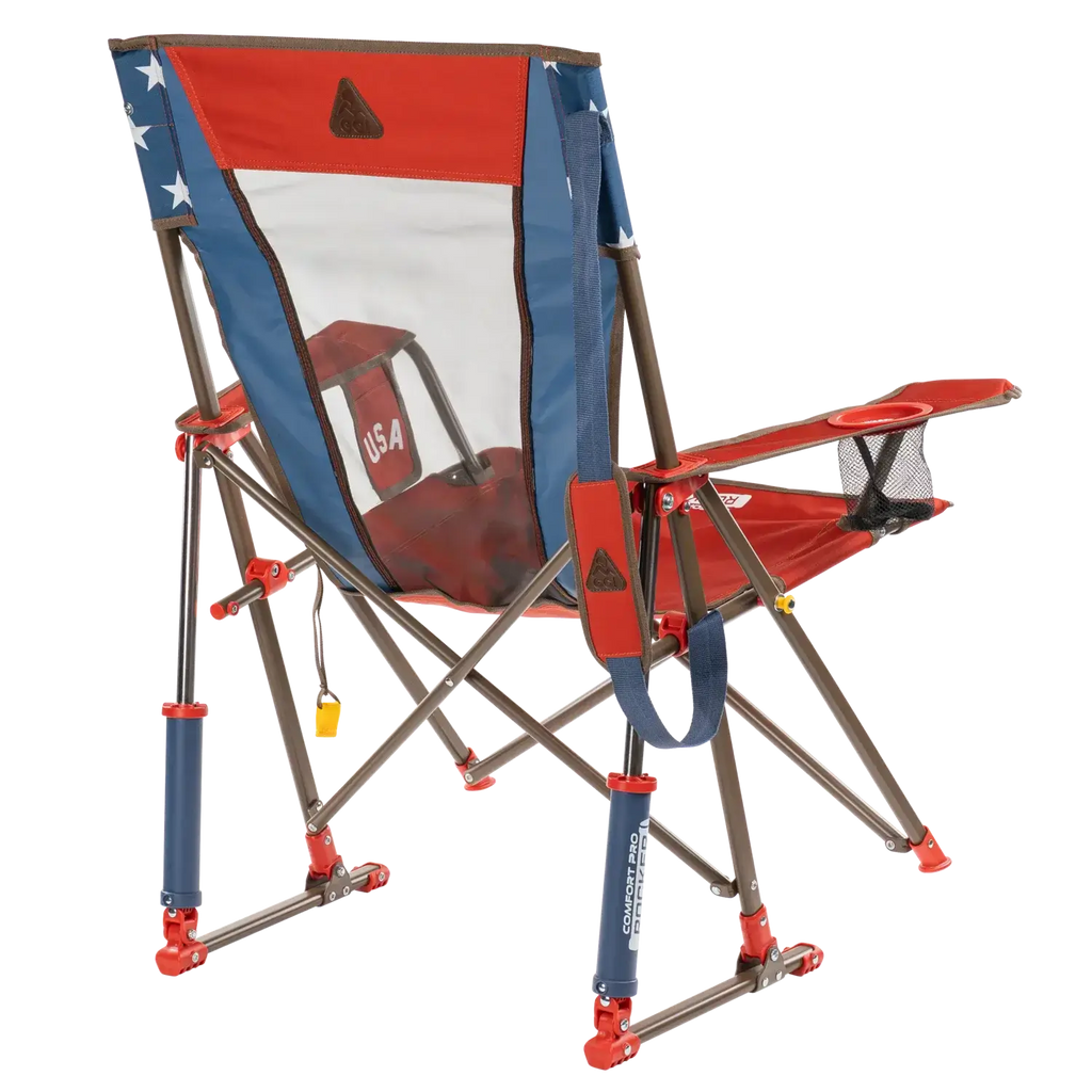 Premium All-Weather Comfort Pro Rocker - USA Anniversary Deluxe - Choice 424 - Patented Spring-Action Rocking Chair for Camping Detail
