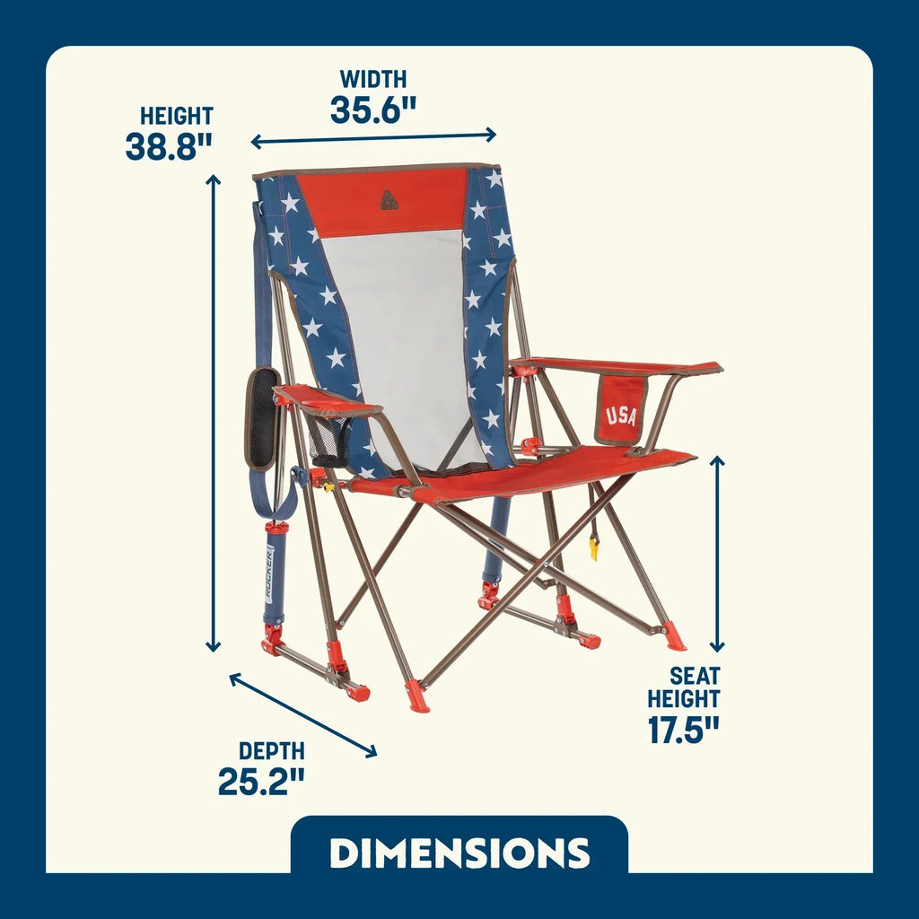 Premium All-Weather Comfort Pro Rocker - USA Anniversary Deluxe - Choice 424 - Patented Spring-Action Rocking Chair for Camping Detail