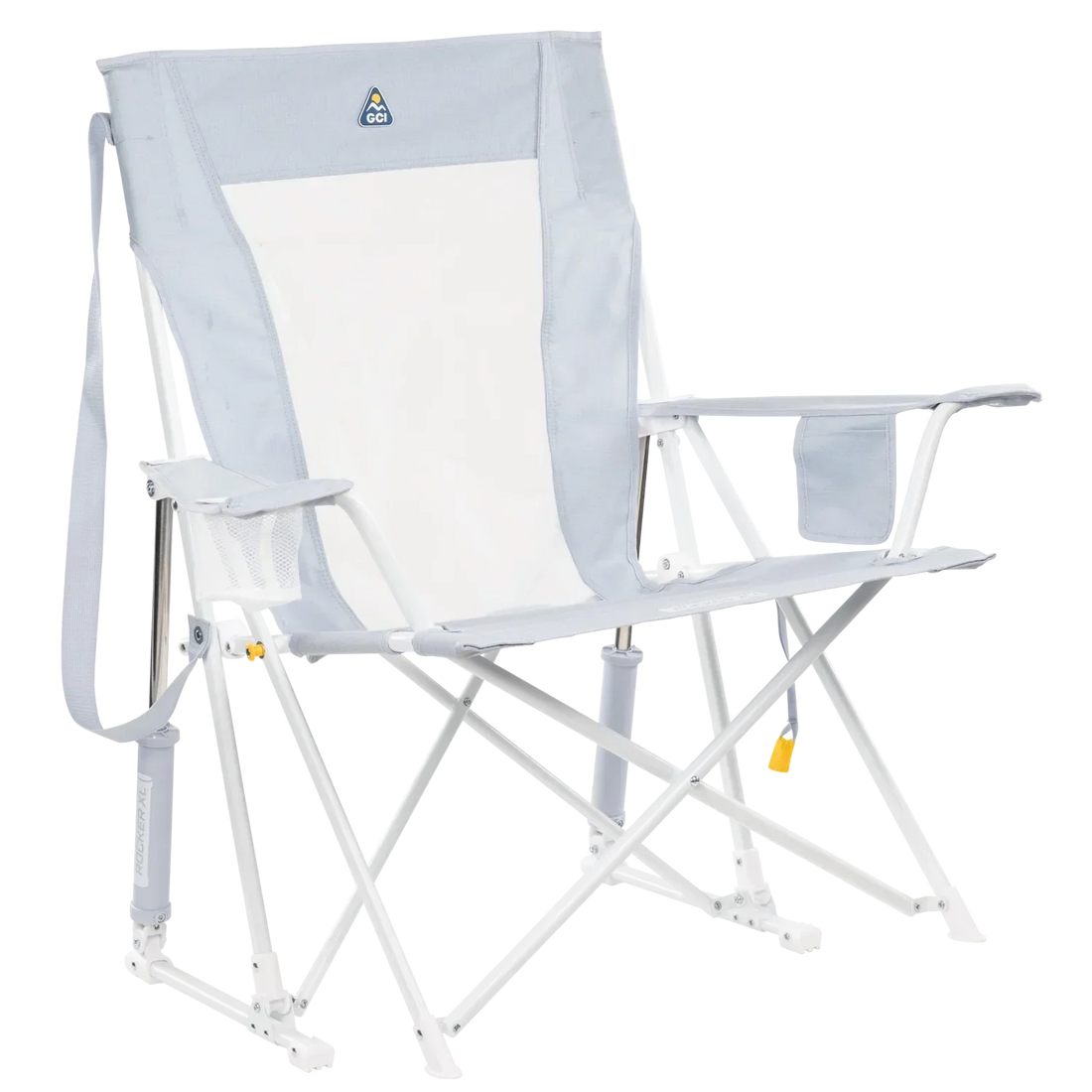 Patented Spring-Action Comfort Pro Rocker XL - Choice 107 - Freestyle Rocker Portable Outdoor Folding Chair - Heathered Light Blue