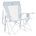 Patented Spring-Action Comfort Pro Rocker XL - Choice 107 - Freestyle Rocker Portable Outdoor Folding Chair - Heathered Light Blue