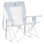 Patented Spring-Action Comfort Pro Rocker XL - Choice 107 - Freestyle Rocker Portable Outdoor Folding Chair - Heathered Light Blue