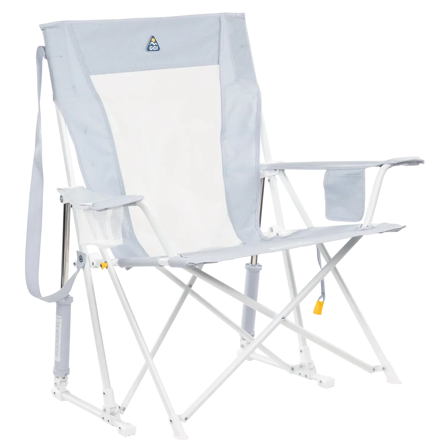 Patented Spring-Action Comfort Pro Rocker XL - Choice 107 - Freestyle Rocker Portable Outdoor Folding Chair - Heathered Light Blue