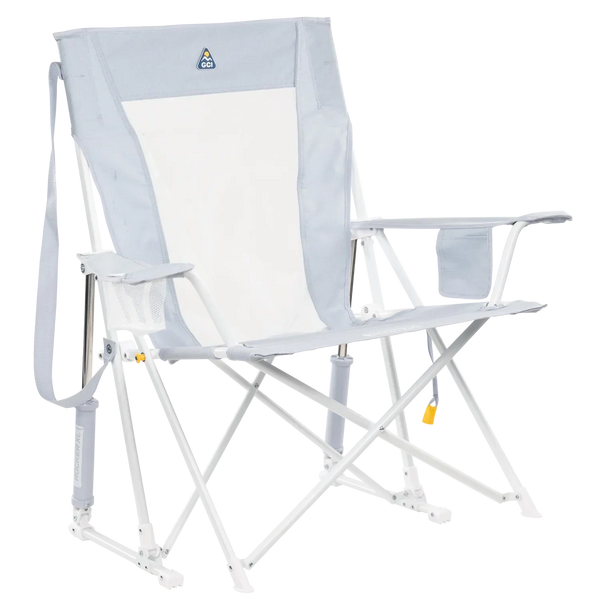 Patented Spring-Action Comfort Pro Rocker XL - Choice 107 - Freestyle Rocker Portable Outdoor Folding Chair - Heathered Light Blue