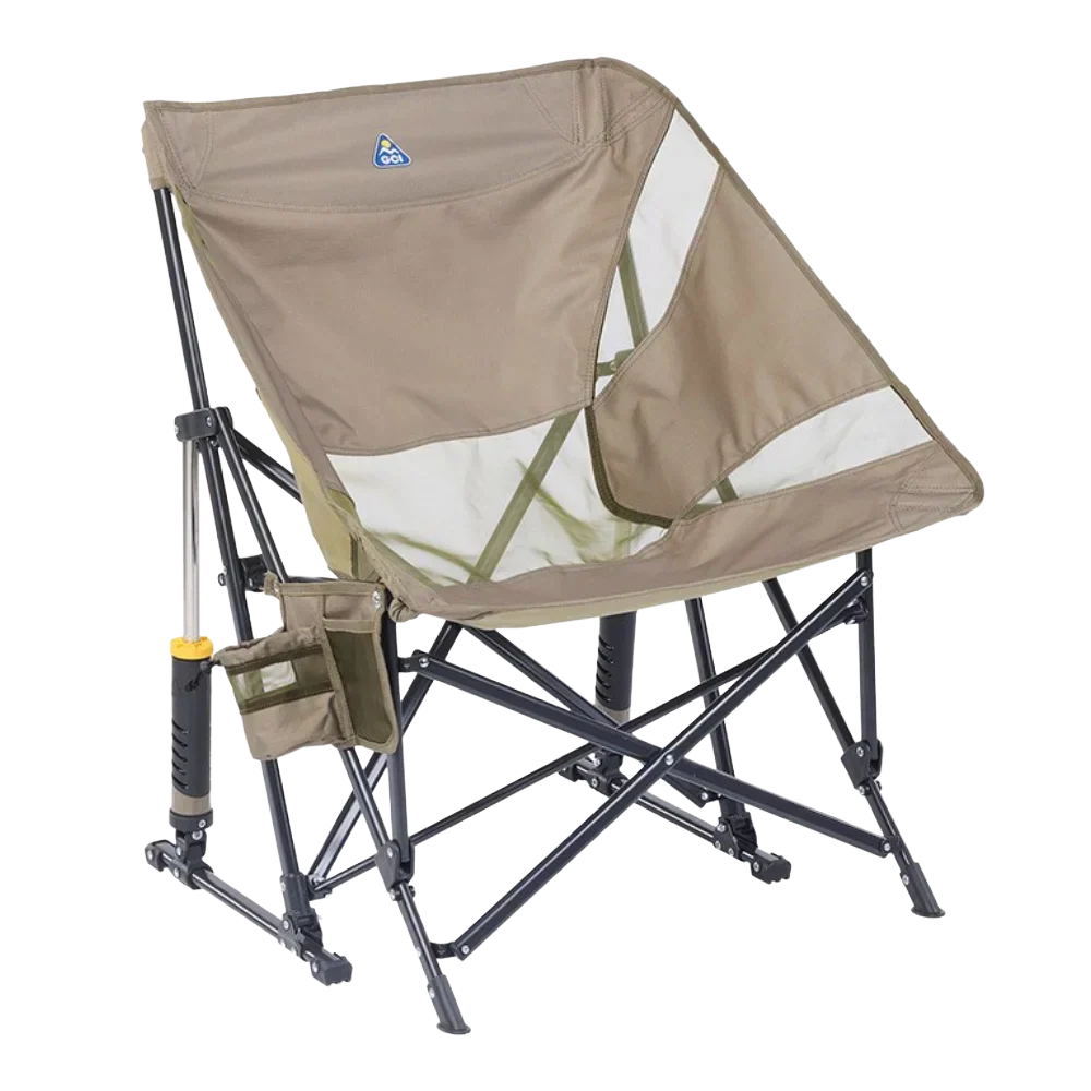 Patented Spring-Action Pod Rocker Elite - Choice 832 - Freestyle Rocker Portable Outdoor Folding Chair - Aged Fatigue