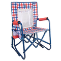 Heavy-Duty Freestyle Stowaway Rocker with Storage Pouch - Choice 573 - RoadTrip Rocker Smooth Motion Camp Chair - Patriotic Plaid