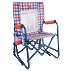 Heavy-Duty Freestyle Stowaway Rocker with Storage Pouch - Choice 573 - RoadTrip Rocker Smooth Motion Camp Chair - Patriotic Plaid