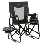 Luxury Camp Stowaway Rocker with Side Table - Choice 253 - Freestyle Rocker Portable Outdoor Folding Chair - Dark Charcoal
