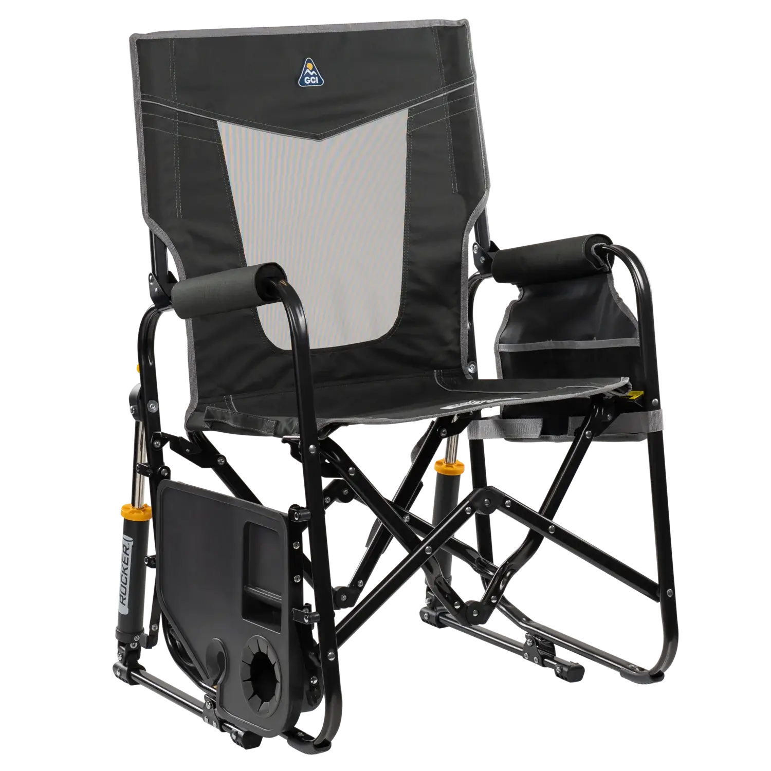 Luxury Camp Stowaway Rocker with Side Table - Choice 253 - Freestyle Rocker Portable Outdoor Folding Chair Detail