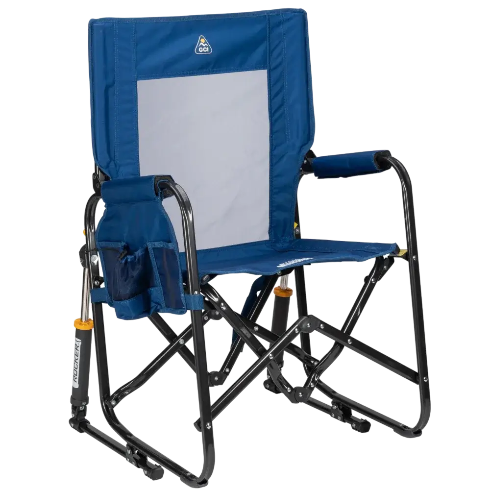 Patented Spring-Action Stowaway Rocker - Choice 794 - Patented Spring-Action Rocking Chair for Camping - Soft Navy
