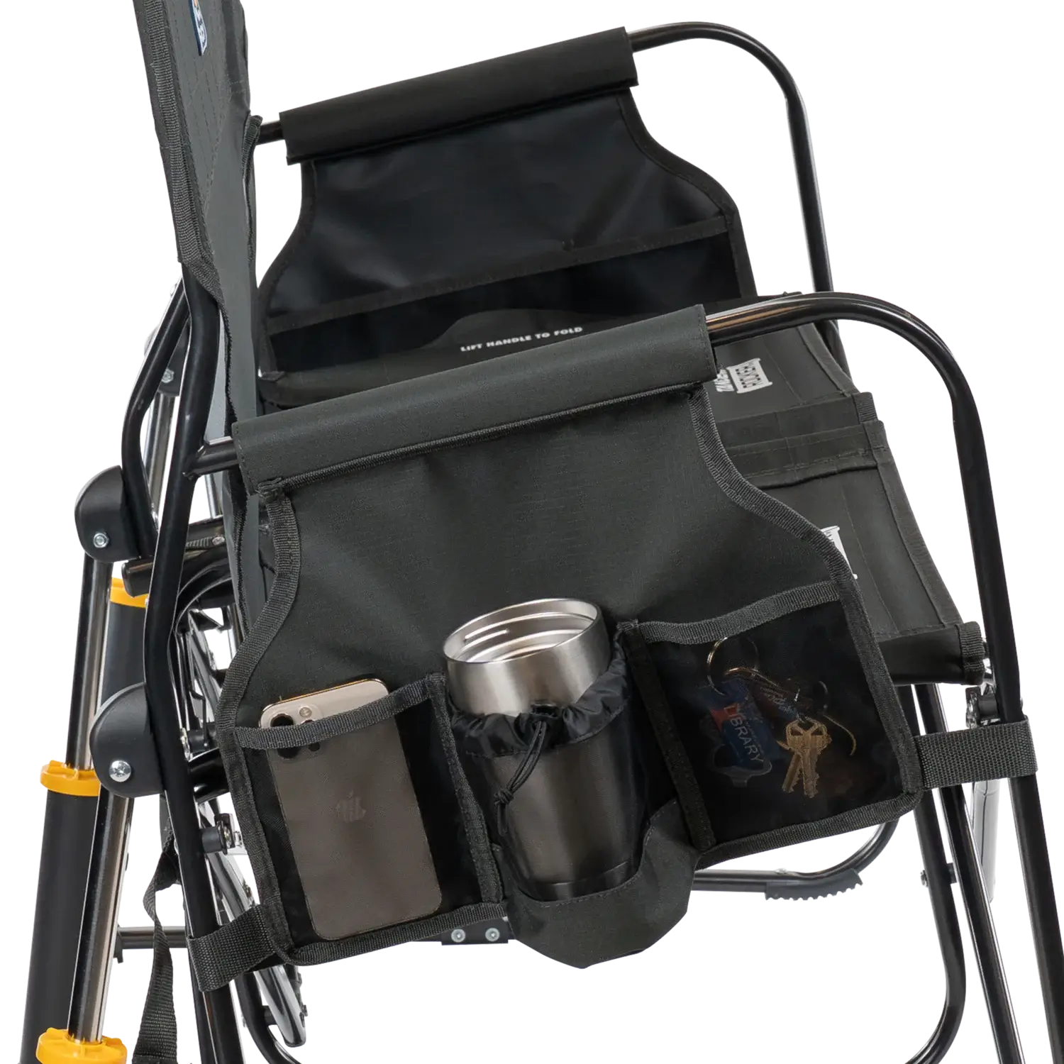 Patented Spring-Action Tandem Rocker - Choice 227 - Heavy-Duty Kickback Rocker with Beverage Holder Detail